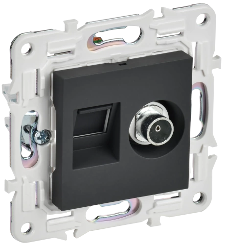 SKANDY Роз. двойная TV+RJ45 кат.5E SK-A14G граф. IEK SKANDY Роз. двойная TV+RJ45 кат.5E SK-A14G граф. IEK