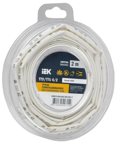 Трубка термоусадочная ТТУ нг-LS 4/2 белая (2м/упак) IEK