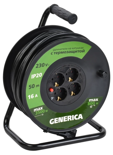 Катушка УК50 с т/з 4 места 2P+PE/50м 3х1,5мм2 GENERICA Катушка УК50 с т/з 4 места 2P+PE/50м 3х1,5мм2 GENERICA