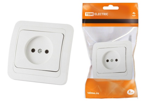 Розетка 2П 10А белая "Валдай" TDM Розетка 2П 10А белая "Валдай" TDM
