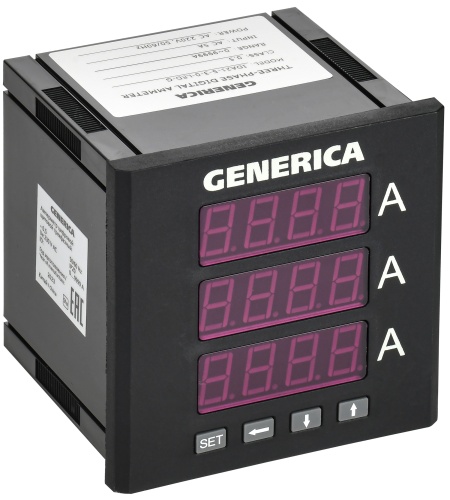 Амперметр цифр. щит. 3-ф. 96х96 LED GENERICA