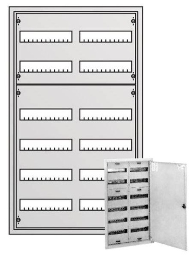 Распределит. щит в нишу 2ряда/6реек на 144 модулей 1000х575х120  U62E