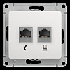 GLOSSA РОЗЕТКА двойная RJ11+RJ45, кат.5E, механизм, БЕЛЫЙ
