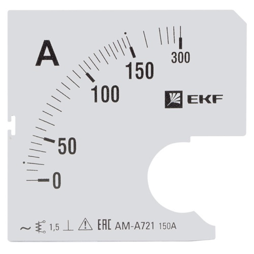 Амперметр AM-A721 аналоговый на панель (72х72) квадратный вырез 150А трансф. подкл. EKF PROxima