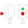 Взрывонепроницаемый пост управления из алюминия LCSD-02-B-MB-P1G(11)x1-P6E(11)x1-PBMB-ANP15BMB