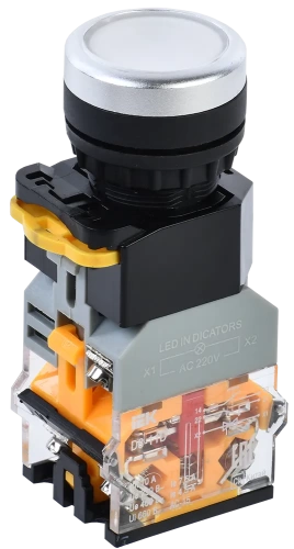 Кнопка D8-11D d=22мм 1з+1р с подсветкой белая IEK