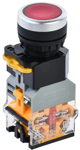 Кнопка D8-11D d=22мм 1з+1р с подсветкой красная IEK