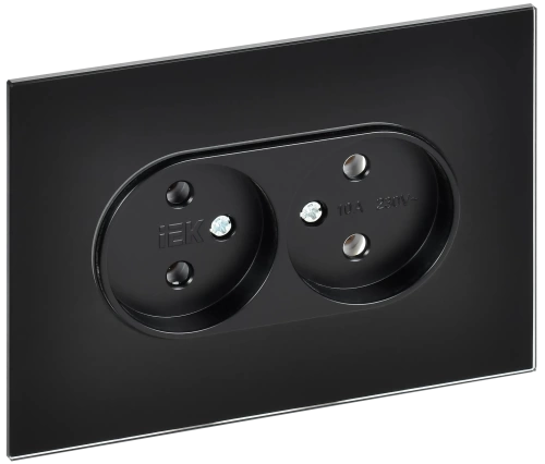 SKANDY Роз. 2-я без з/к/ш стекло 10А SK-R03Bl черн. IEK SKANDY Роз. 2-я без з/к/ш стекло 10А SK-R03Bl черн. IEK