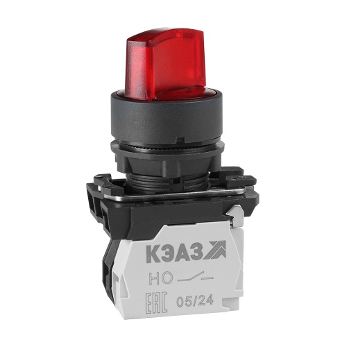 КПЕ2120РЛ-24В-красный-2но+0нз-ручка-фикс-3поз-индикатор-IP40