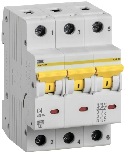 Выкл. авт. ВА47-60M 3Р 4А 6кА С IEK