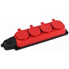 Колодка каучуковая ЭРА с/з 4гн 16A IP44 красная K-4e-RED-IP44
