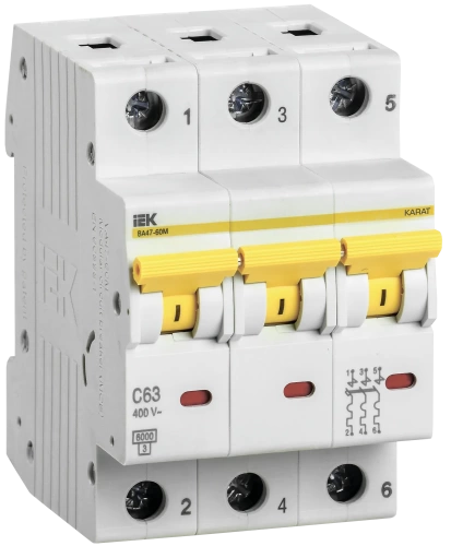 Авт. выкл. ВА47-60M 3Р 63А 6кА С IEK Авт. выкл. ВА47-60M 3Р 63А 6кА С IEK