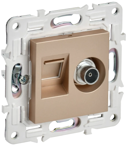 SKANDY Роз. двойная TV+RJ45 кат.5E SK-A14Sa песоч. IEK