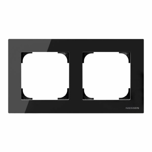 Рамка 2-постовая, серия SKY, цвет стекло чёрное  8572 CN