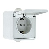 Прага Розетка 1-местная 16А с заземлением с крышкой IP44 белая с защ. штор. EKF