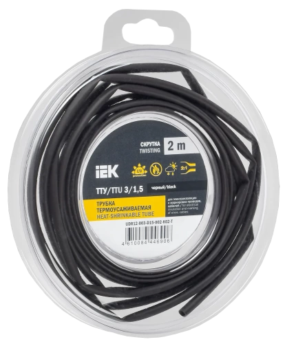 Трубка термоусадочная ТТУ нг-LS 3/1,5 черная (2м/упак) IEK Трубка термоусадочная ТТУ нг-LS 3/1,5 черная (2м/упак) IEK