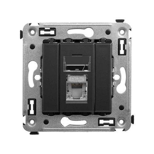 Компьютерная розетка RJ-45 в стену, кат.5e одинарнаяэкранированная,"Avanti", "Черный матовый"