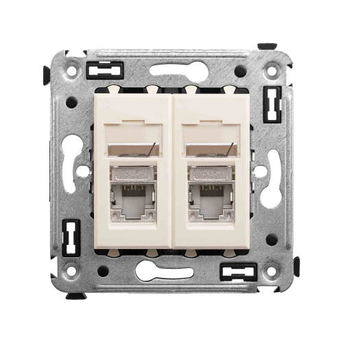 Розетка RJ-45 в стену, 5e двойная экранированная, Avanti, "Ванильная дымка"
