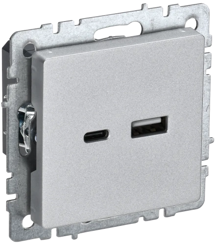 BRITE Роз. USB A+C 18Вт РЮ11-1-БрА алюм. IEK