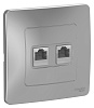 BLANCA С/У РОЗЕТКА двойная компьютерная RJ45, кат.5E, АЛЮМИНИЙ