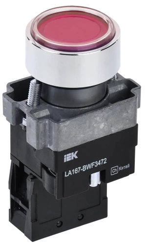 Кнопка LA167-BWF3472 d=22мм RC 1р с подсвет красная IEK Кнопка LA167-BWF3472 d=22мм RC 1р с подсвет красная IEK