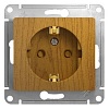 GLOSSA РОЗЕТКА с заземлением со шторками, 16А, механизм, ДЕРЕВО ДУБ