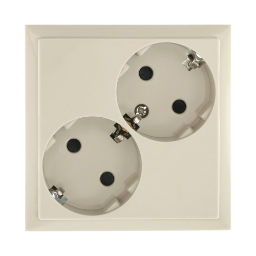 Розетка двойнаяс з/к, со шторками (бежевый) LK60