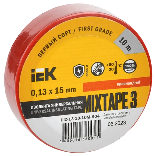 MIXTAPE 3 Изолента 0,13х15мм красная 10м IEK