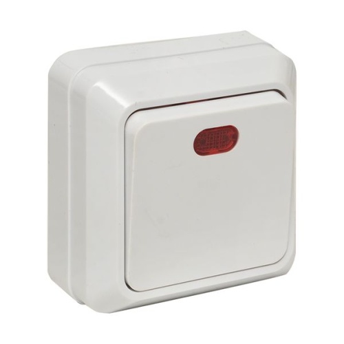 Рим Выключатель 1-клавишный с индикатором 10А белый EKF Рим Выключатель 1-клавишный с индикатором 10А белый EKF