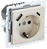 BRITE Роз. с з/к/ш 16А с USB A+C 18Вт РЮш11-1-БрКр беж. IEK