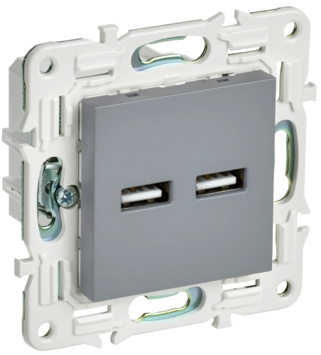 SKANDY Роз. USB A+A 3,1А SK-R15Gr сер. IEK