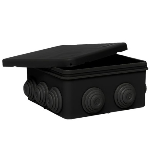 Коробка распределительная КМР-030-014 с крышкой (100х100х50), 10 мембр. вводов чёрная IP55 EKF