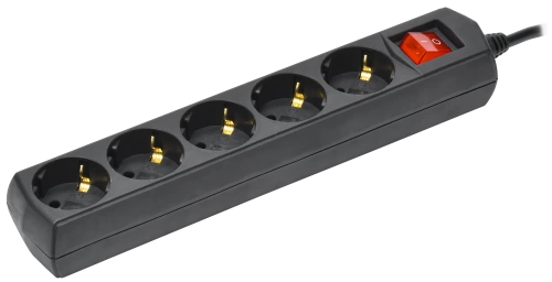 Удлинитель У05В 5 мест с/з 5м 3х1мм2 10А 250В чер. GENERICA