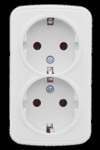 Минск Розетка 2-местная ОП 16А с заземлением белая EKF Basic Минск Розетка 2-местная ОП 16А с заземлением белая EKF Basic