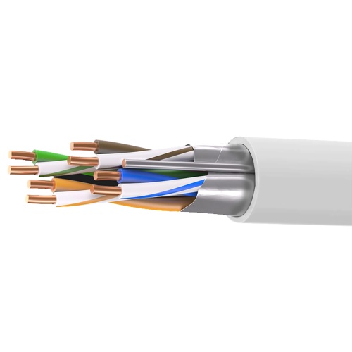 Кабель витая пара кат. 5E экранированный F/UTP, 4 пары, нг(А)-HF, для внешней/внутренней прокладки, серый, катушка 305 м Кабель витая пара кат. 5E экранированный F/UTP, 4 пары, нг(А)-HF, для внешней/внутренней прокладки, серый, катушка 305 м