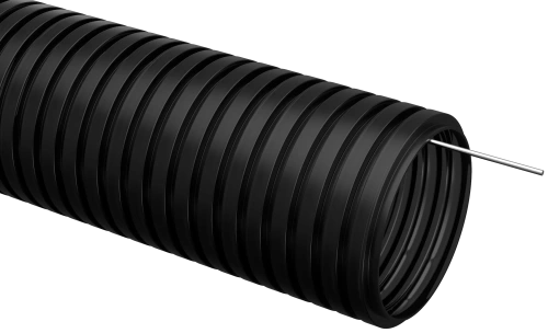 Трубка гофрированная ПНД d 25 с зондом (10 м) IEK черный