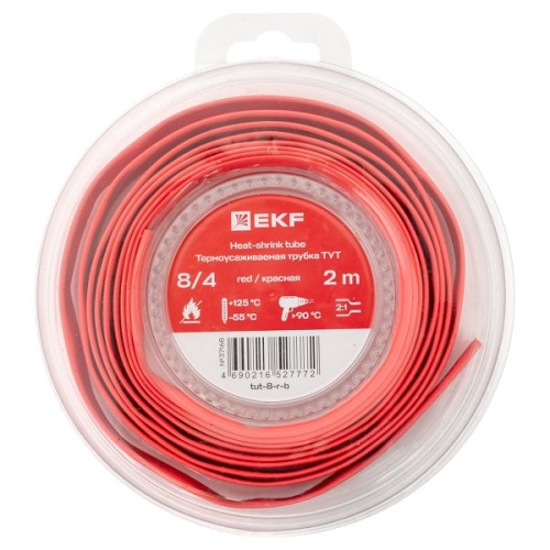 Термоусаживаемая трубка ТУТ нг 8/4 красная ролик 2 м EKF Термоусаживаемая трубка ТУТ нг 8/4 красная ролик 2 м EKF
