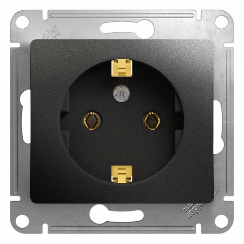 GLOSSA РОЗЕТКА с заземлением, 16А, механизм, АНТРАЦИТ GLOSSA РОЗЕТКА с заземлением, 16А, механизм, АНТРАЦИТ