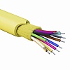 Кабель волоконно-оптический, распределительный, арамидные упрочняющие нити, для внутренней прокладки, нг(A)-HFLTx, 12 ОВ, категорияOS2 (G.652.D) плотный буфер, 0,4 кН, барабан 500 м