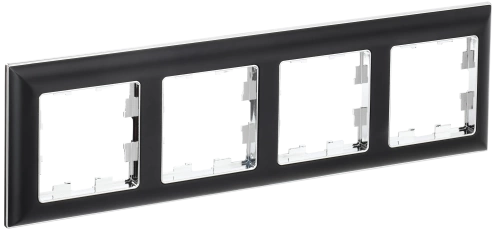 BRITE Рамка 4-мест. РУ-4-Бр хром/черн. IEK