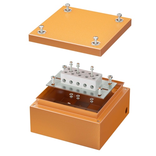Коробка стальная FS с гладкими стенками и клеммниками IP66,150х150х80мм, 5р, 450V,30A,16мм.кв