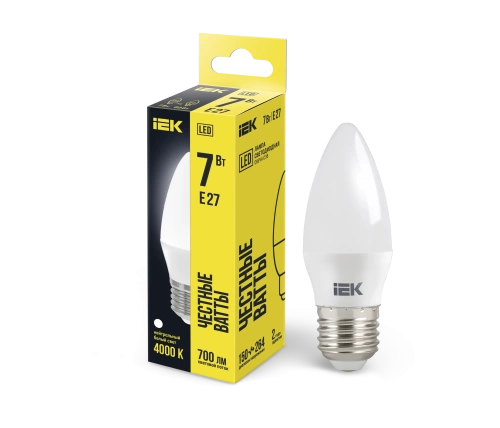 Лампа светодиодная ECO C35 свеча 7Вт 230В 4000К E27 IEK