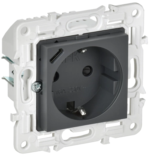 SKANDY Роз. с з/к/ш 16А с USB C 18Вт SK-R17T титан IEK SKANDY Роз. с з/к/ш 16А с USB C 18Вт SK-R17T титан IEK