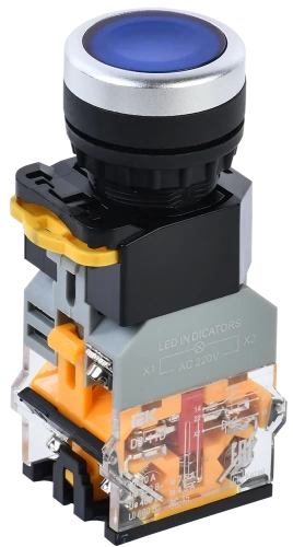 Кнопка D8-11D d=22мм 1з+1р с подсветкой синяя IEK