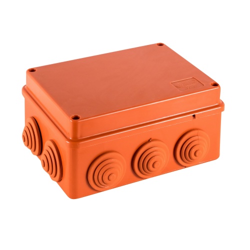 JBS150 Коробка огн. E110, о/п 150х110х70мм, без галогена,10 вых., IP55, 5P, (2,5-25 мм2), цвет оранж .Экопласт