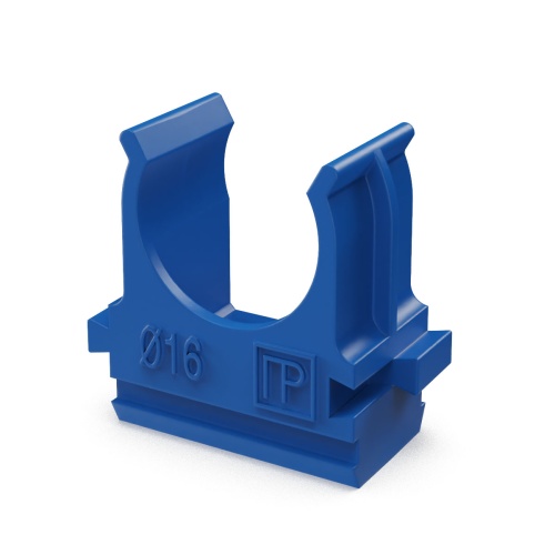 Крепёж-клипса для труб АБС-пластик синяя д16 (100шт/2000шт уп/кор) Промрукав