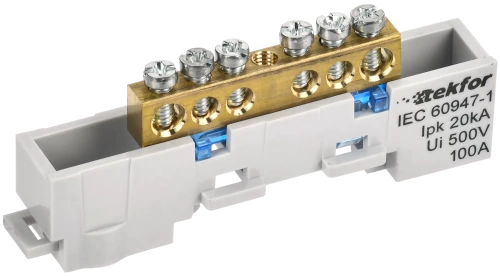 TEKFOR Шина N "ноль" неизол. на унив. держ. 6х9-4-С IEK