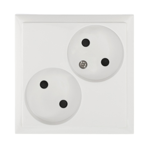 Розетка двойнаябез з/к, со шторками (белый) LK80