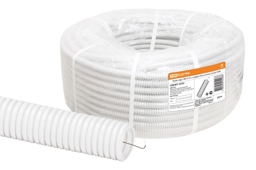 Труба гофр. ПВХ d 25 с зондом (50 м) легкая, белая TDM