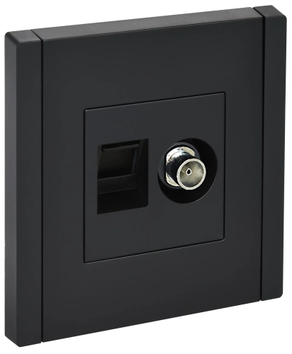 FORTE&PIANO Роз. двойная TV+RJ45 кат.6 FP137 чер. IEK FORTE&PIANO Роз. двойная TV+RJ45 кат.6 FP137 чер. IEK